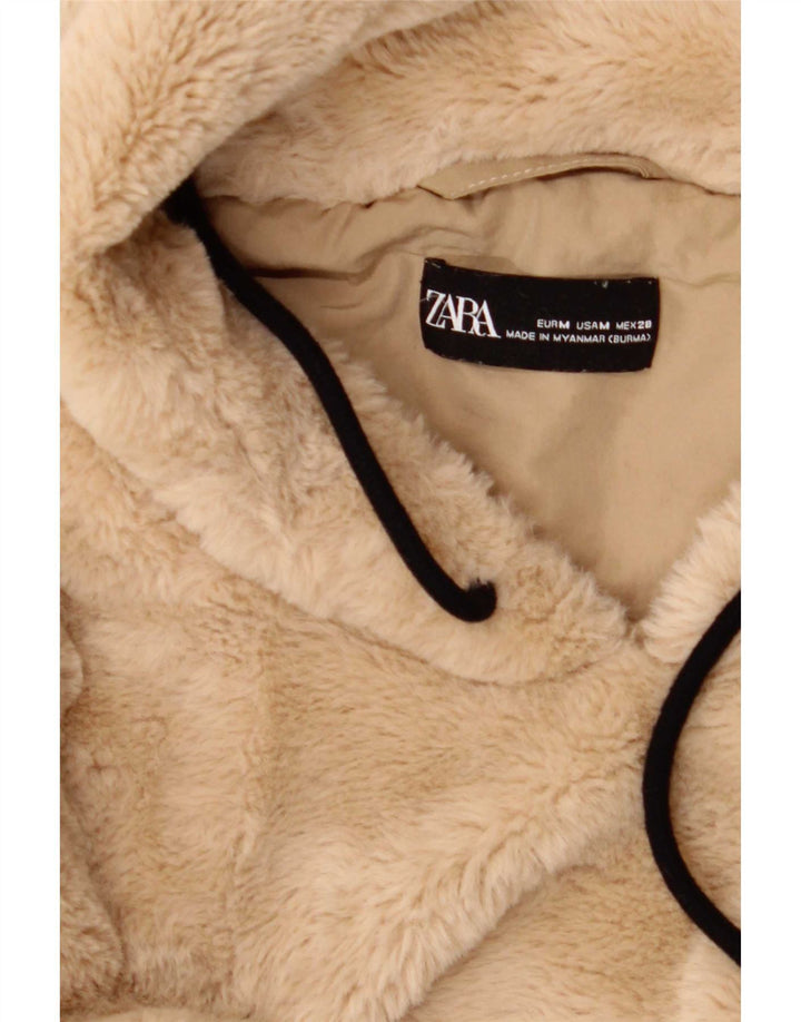 Женский джемпер с капюшоном оверсайз Teddy Bear Zara UK 14, средний бежевый полиэстер