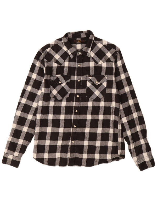 LEE Mens Slim Fit Flannel Shirt Medium Black Check Cotton