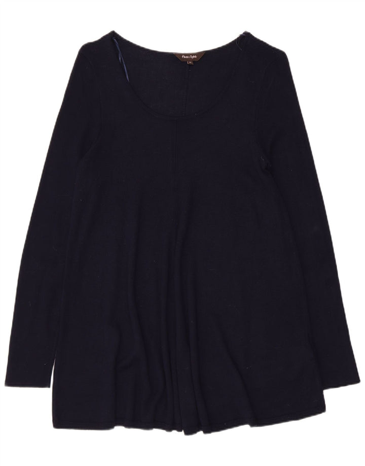 PHASE EIGHT Womens Long Sleeve Blouse Top UK 12 Medium Navy Blue Viscose