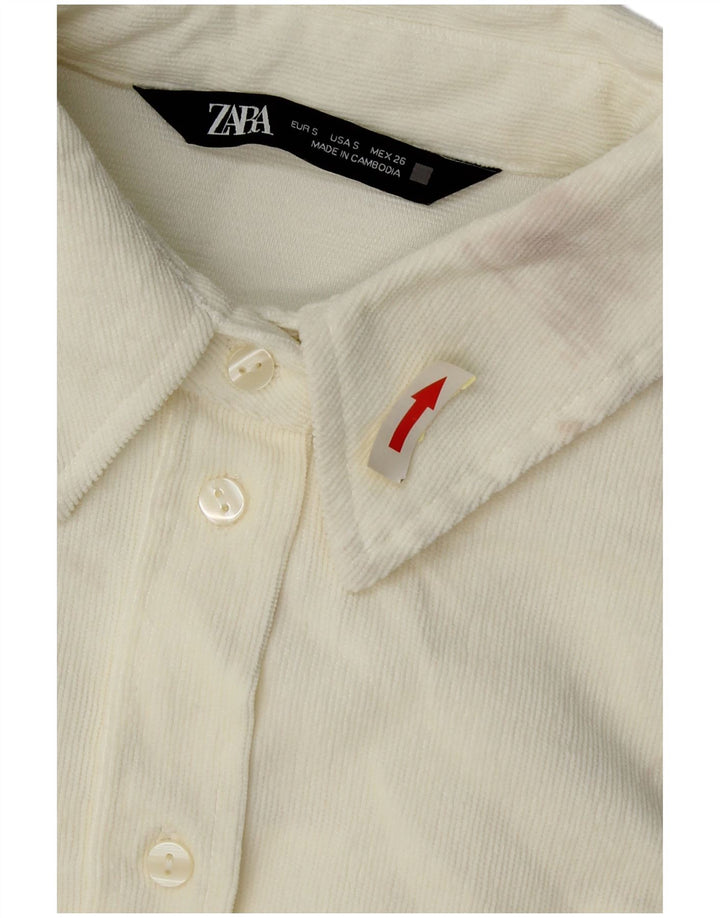 Женская вельветовая рубашка оверсайз Zara UK 10, маленький размер, белый полиэстер