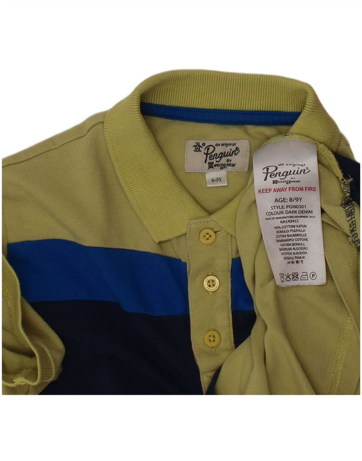 Рубашка-поло PENGUIN для мальчиков 8–9 лет, зеленая, хлопковая с цветными блоками