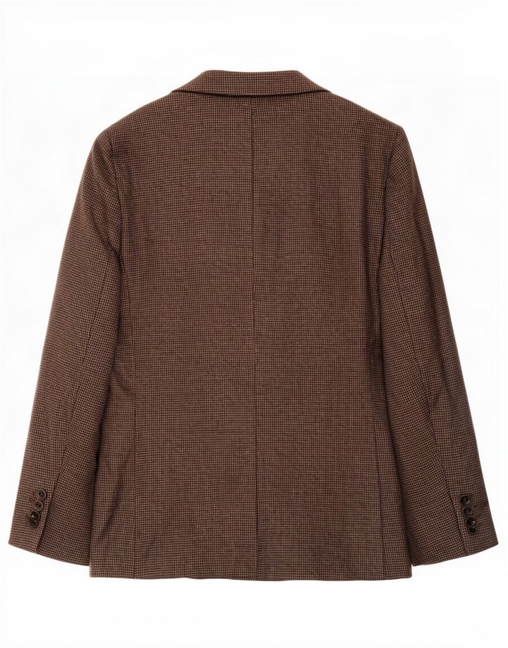 Мужской удлиненный пиджак Marks & Spencer UK 44 XL Коричневый с узором "гусиные лапки"