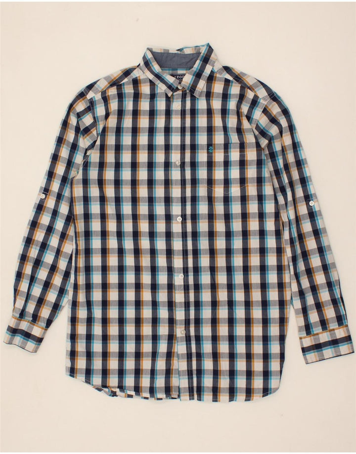IZOD Boys Shirt 15-16 Years XL Navy Blue Check Cotton Vintage Izod and Second-Hand Izod from Messina Hembry 