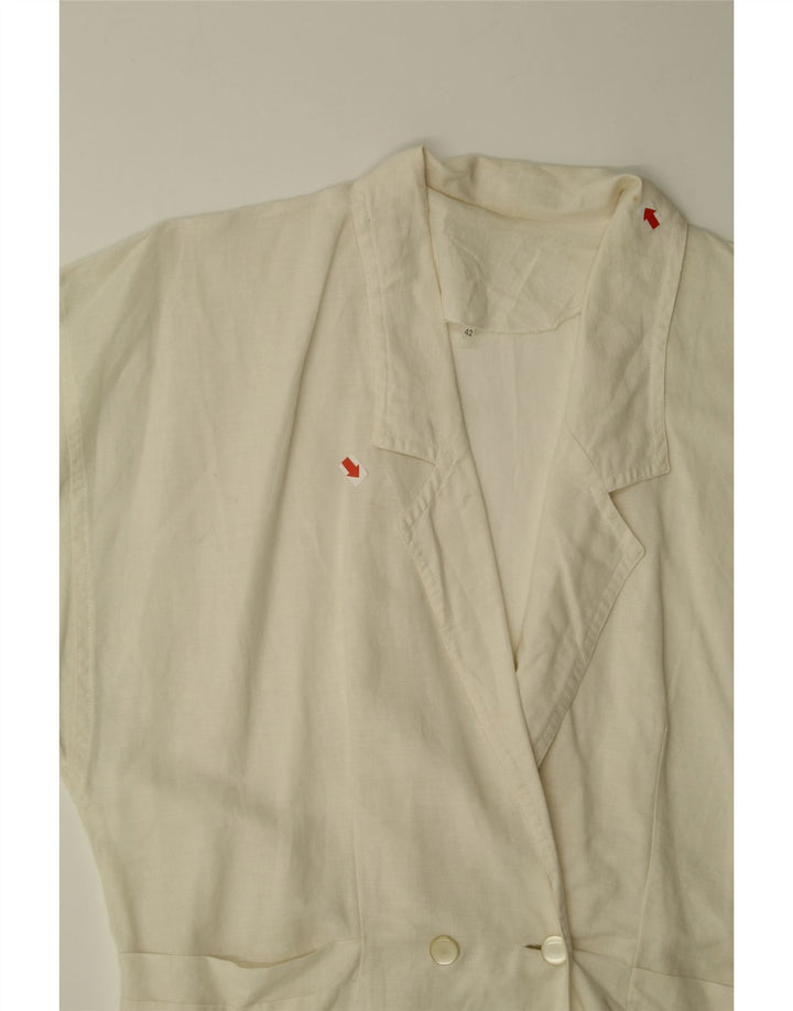 VINTAGE Womens Double Breasted Blazer Jacket IT 42 Medium White Vintage Vintage and Second-Hand Vintage from Messina Hembry 