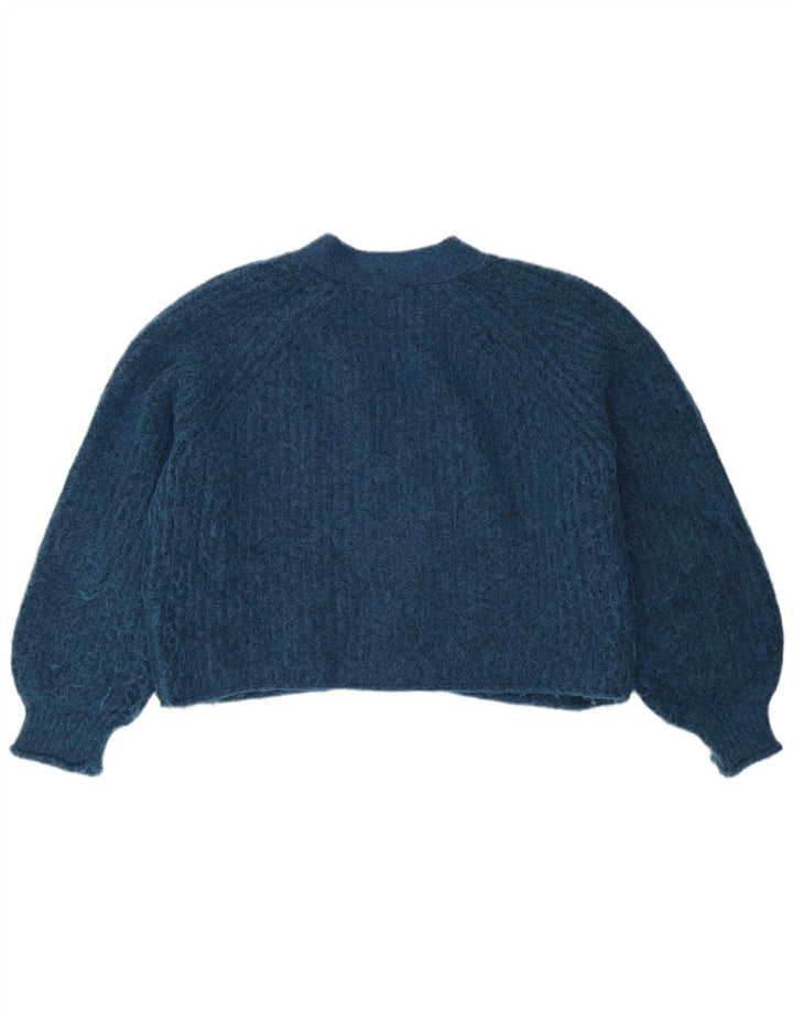 Женский укороченный кардиган оверсайз Zara UK 10, маленький синий полиэстер