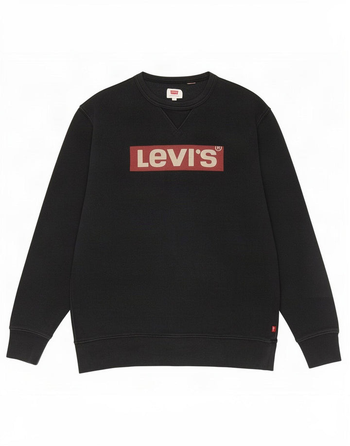 Мужской свитшот с рисунком Levi's, большой черный хлопковый джемпер