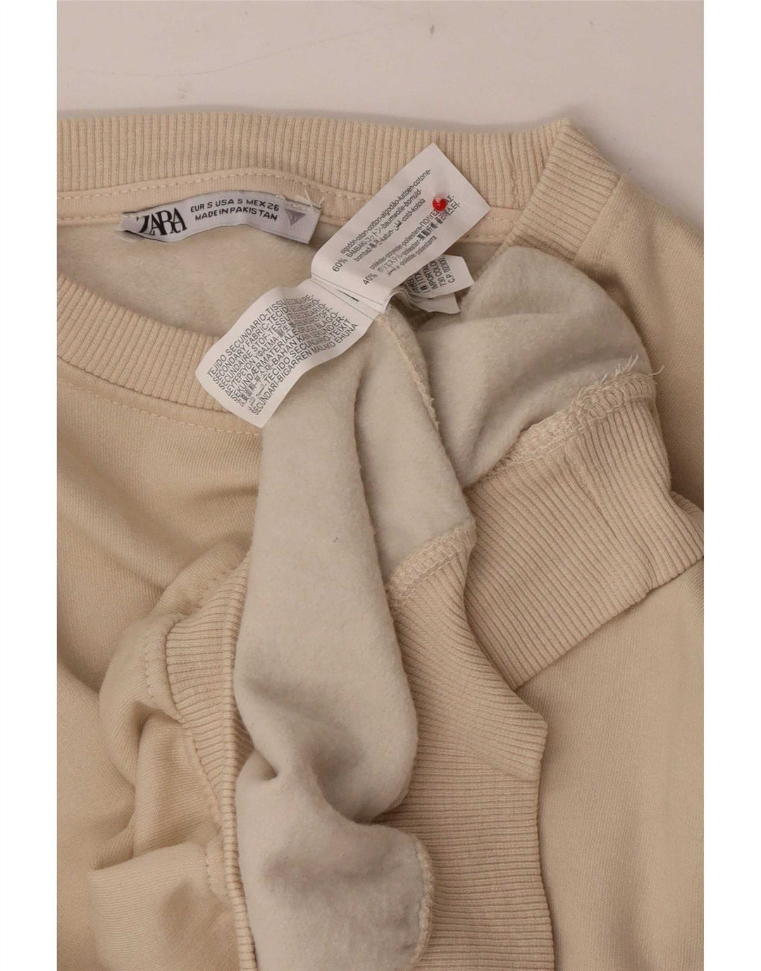 Женский укороченный свитшот оверсайз Zara UK 10, маленький размер, бежевый хлопок