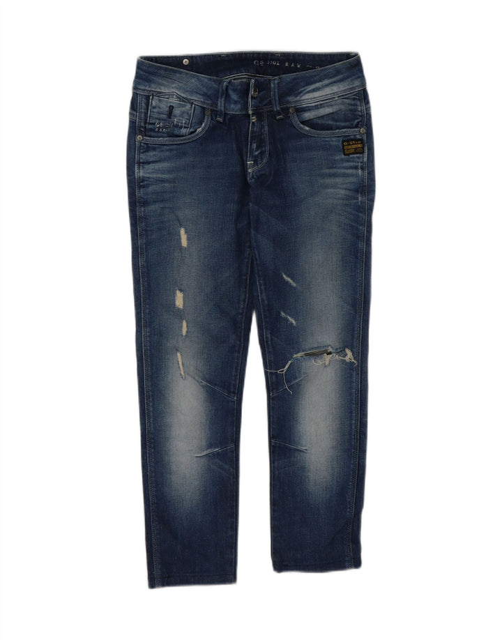 G-STAR Womens 3301 Distressed Slim Jeans W26 L26 Blue Cotton
