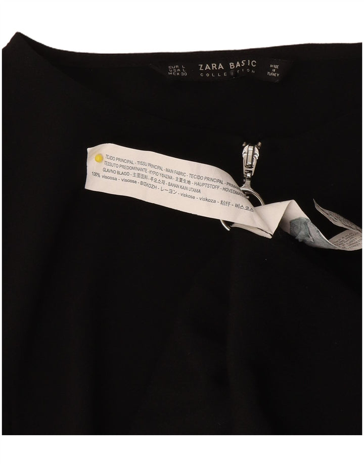 Женская блузка Zara Top UK 14, большая черная вискоза с цветными блоками