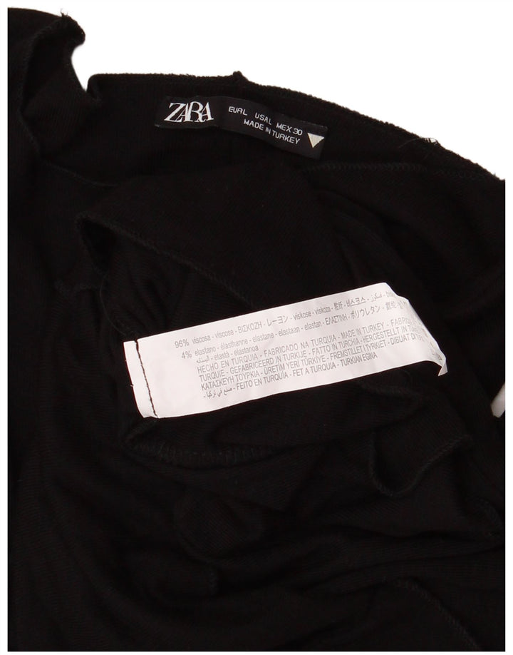 Женский укороченный топ Zara с длинным рукавом UK 14, большой черный, вискоза