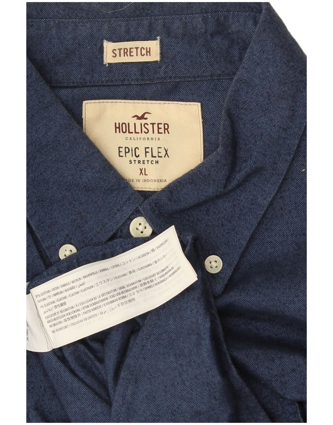 Мужская рубашка Hollister XL, синяя, хлопок