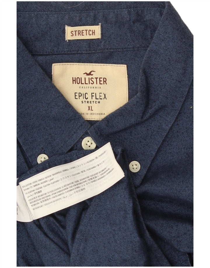 Мужская рубашка Hollister XL, синяя, хлопок