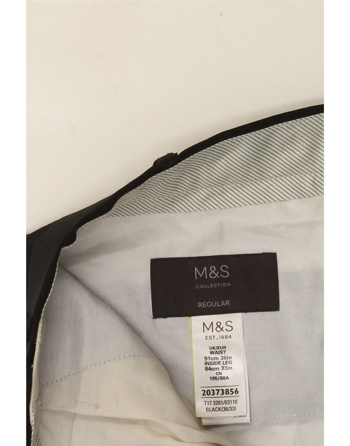 Мужские костюмные брюки классического кроя MARKS & SPENCER W36 L33, черный полиэстер