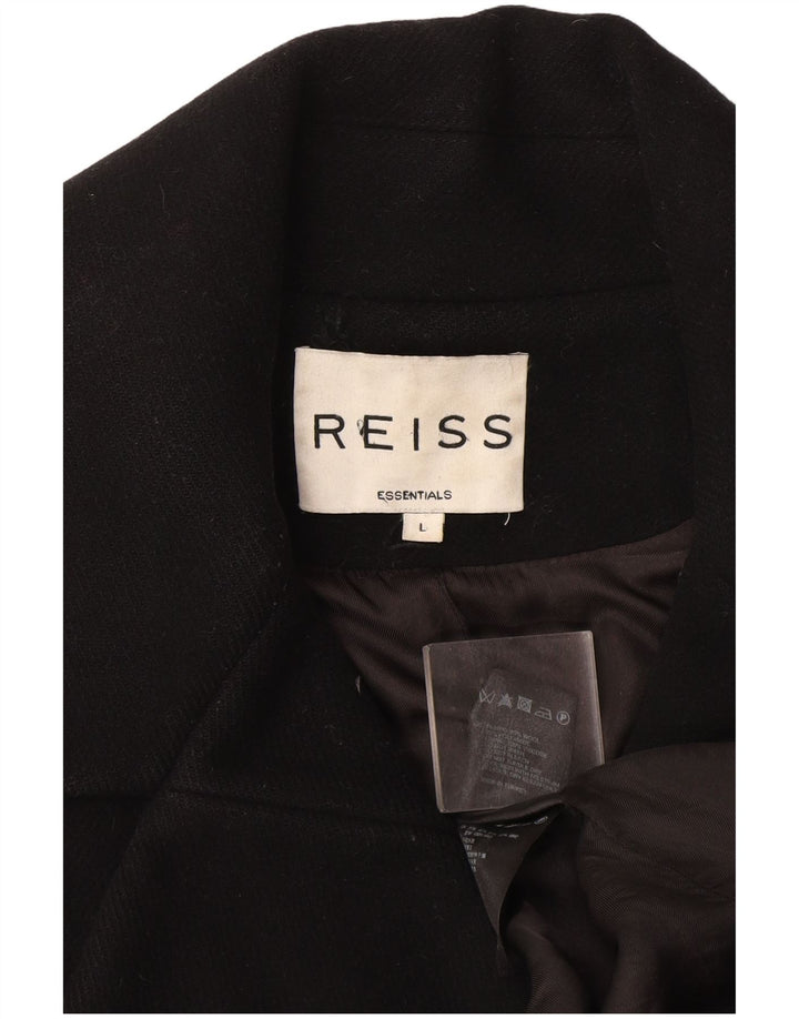 Женское пальто Reiss UK 14, большое, черное, шерстяное