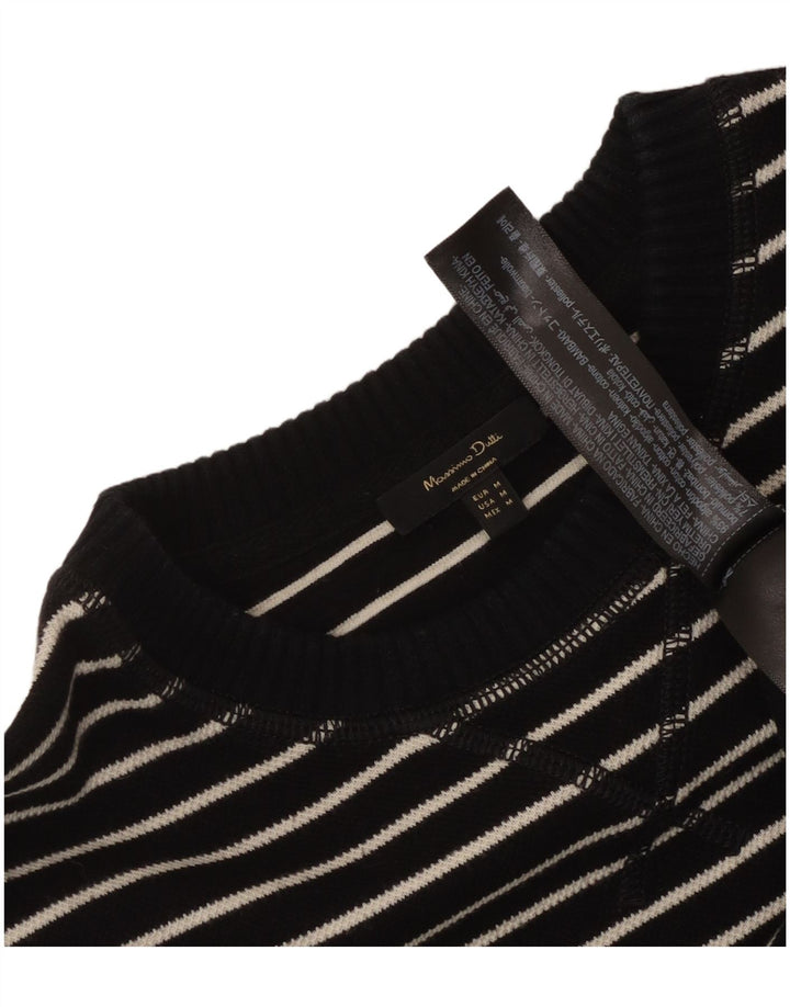 Женский топ Massimo Dutti с длинным рукавом UK 14, хлопковый средний черный в полоску