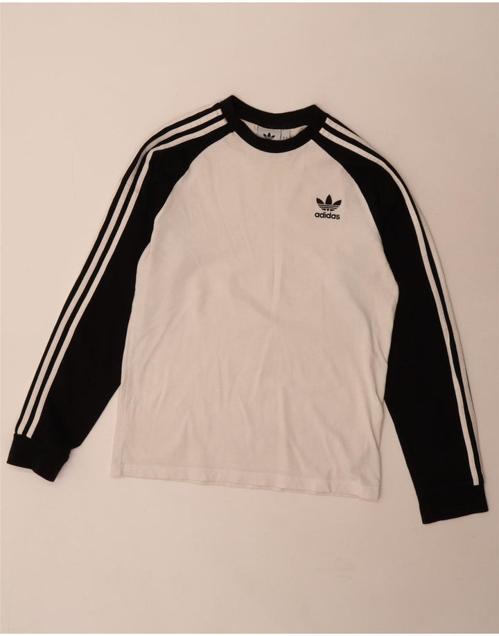 Мужской топ Adidas с длинным рукавом, средний белый, хлопок с цветными блоками