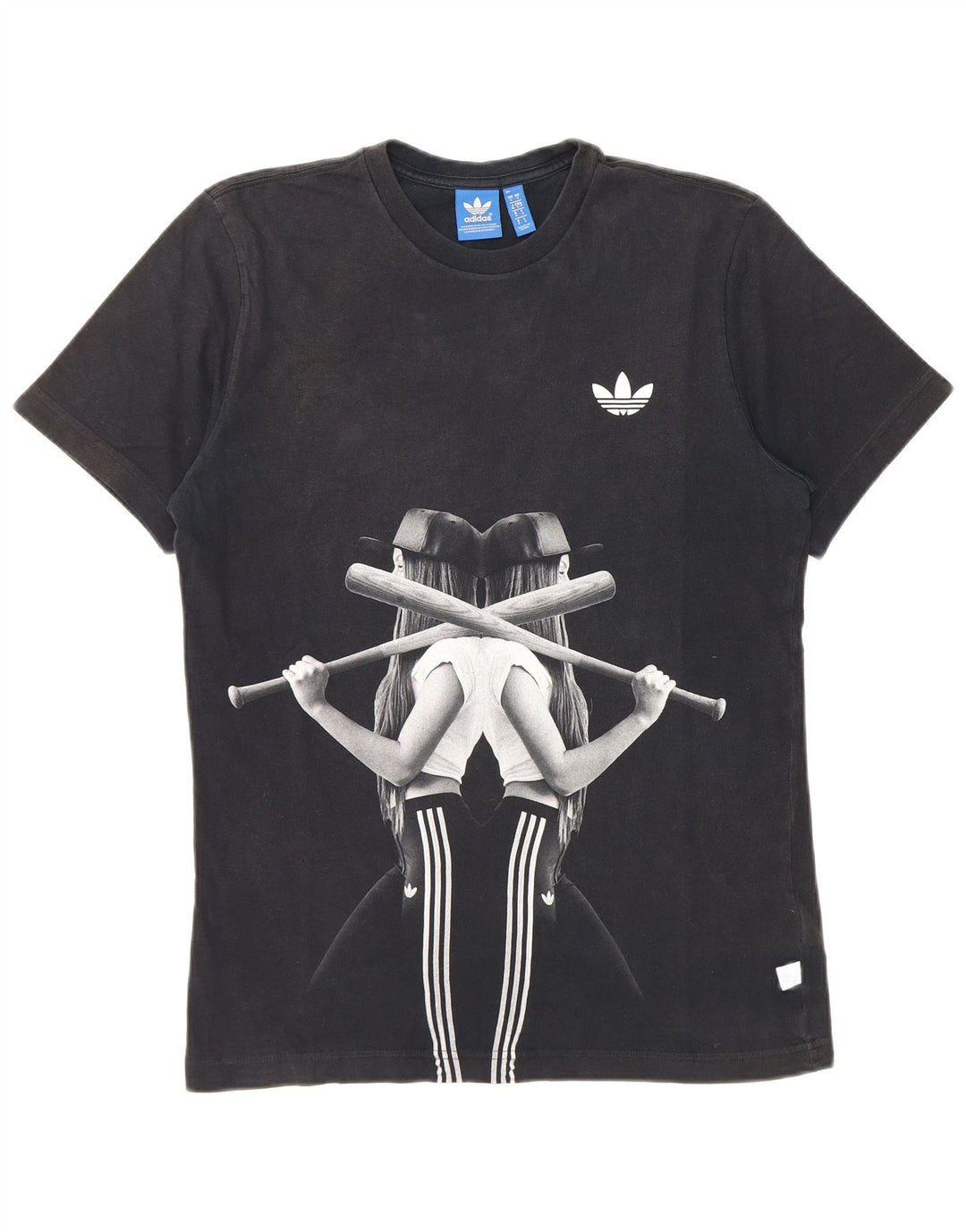 Мужская футболка Adidas с рисунком, маленькая, черная, хлопковая