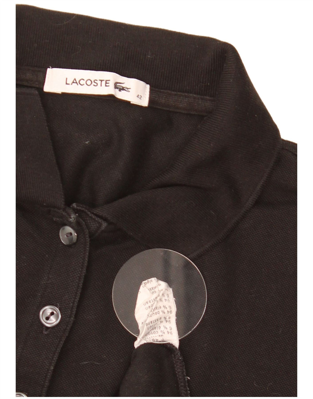Женская рубашка поло Lacoste, размер 42, большая, черная, хлопок