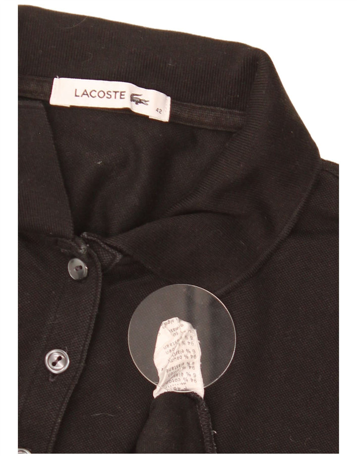 Женская рубашка поло Lacoste, размер 42, большая, черная, хлопок