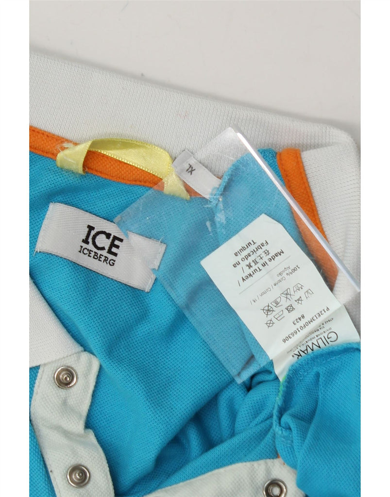 ICEBERG Mens Mickey Mouse Polo Shirt XL Blue Cotton Vintage Iceberg and Second-Hand Iceberg from Messina Hembry 