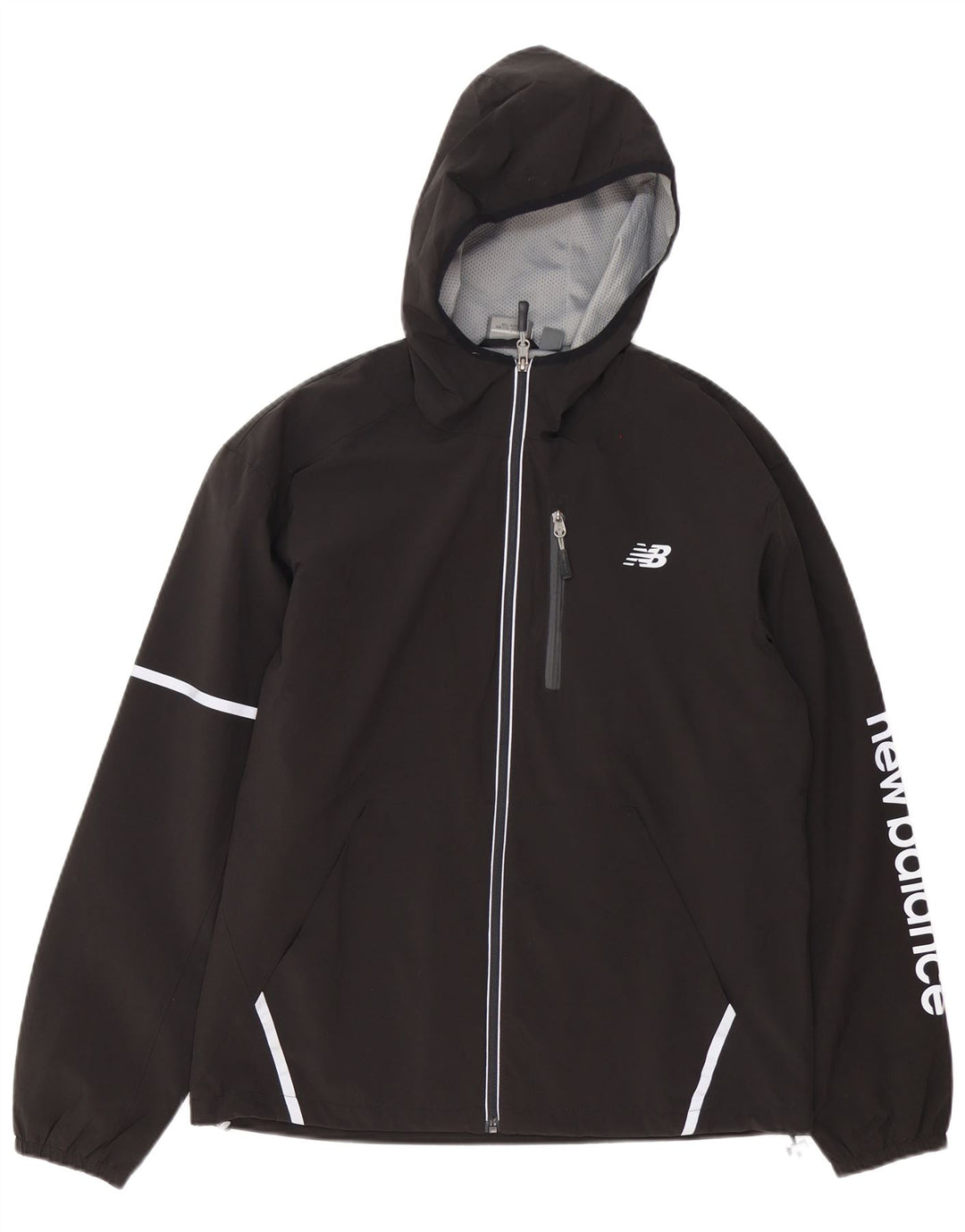 Мужской спортивный костюм New Balance с капюшоном и графикой, верхняя куртка, средний черный полиэстер