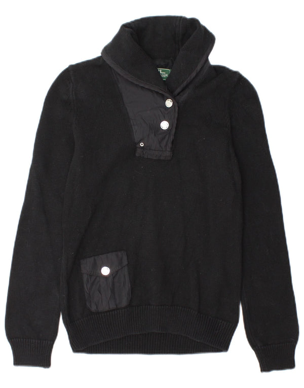 Женский джемпер с отложным воротником Ralph Lauren Petite UK 6 XS, черный хлопок