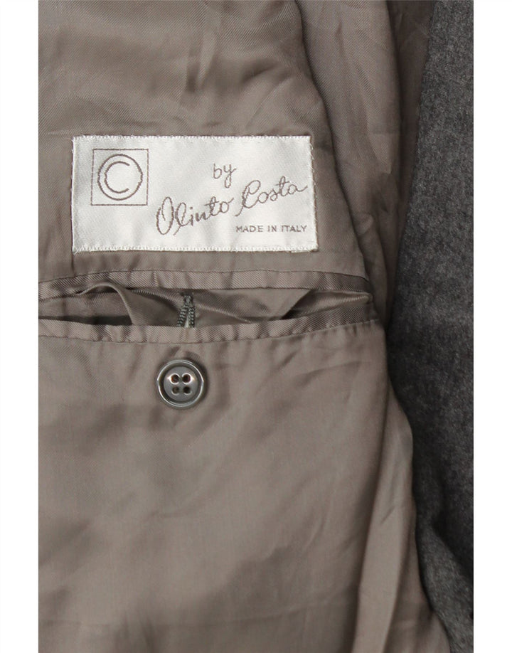 Винтажный мужской двубортный пиджак IT 52 XL Серый Шерстяной