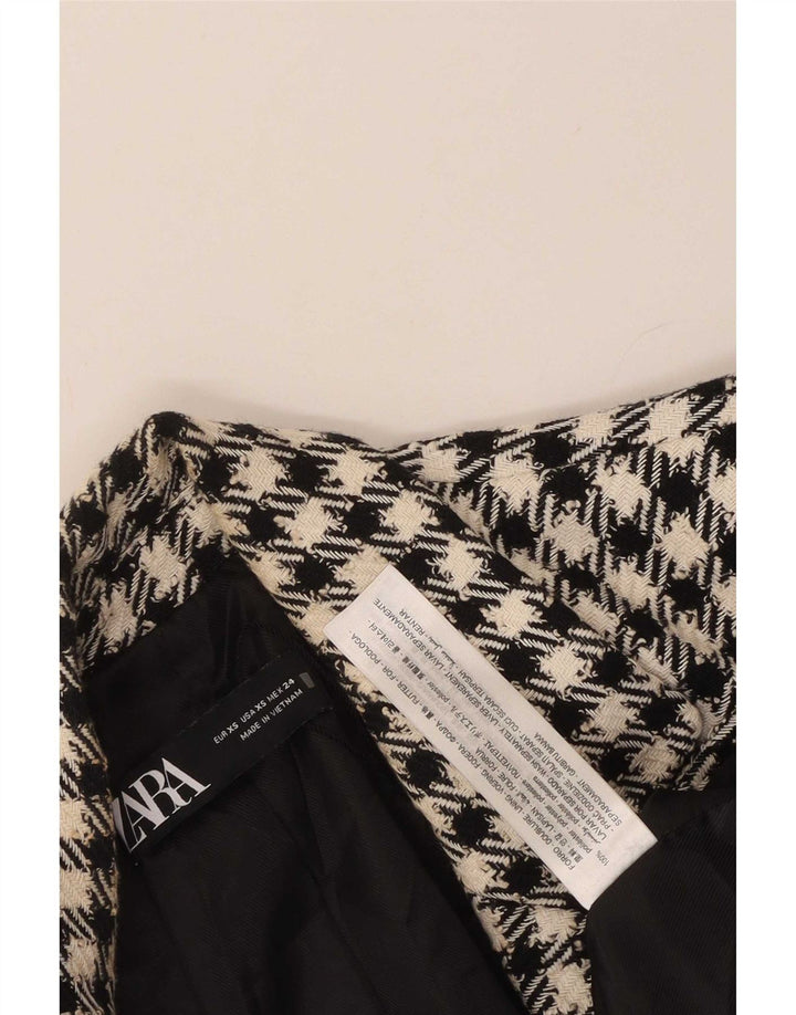 Женский двубортный пиджак Zara UK 6 XS, черный полиэстер в мелкую клетку