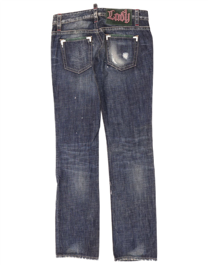Dsquared2 Женские прямые джинсы Super Low IT 44 Medium W32 L35 Синие пятнистые