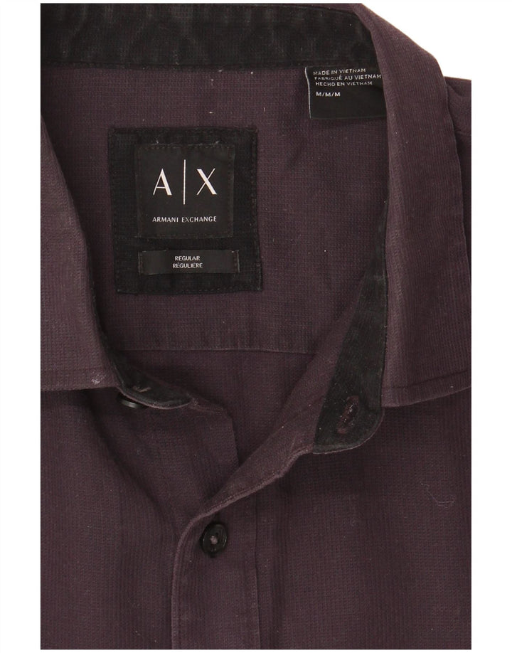 Мужская рубашка стандартного кроя Armani Exchange из хлопка среднего размера, черная