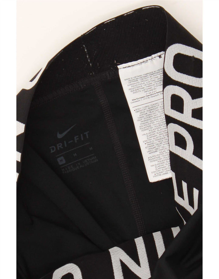 Женские леггинсы с рисунком Nike Dri Fit UK 12, средний черный, полиэстер