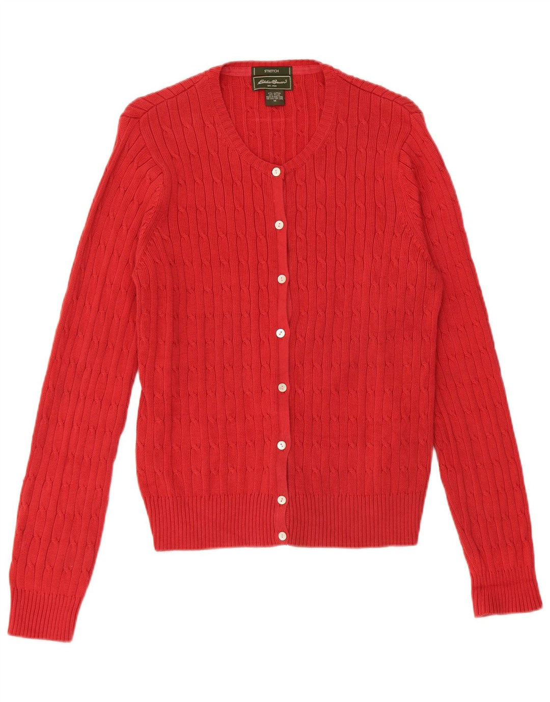 Женский кардиган стрейч Eddie Bauer UK 14, хлопковый средний красный цвет