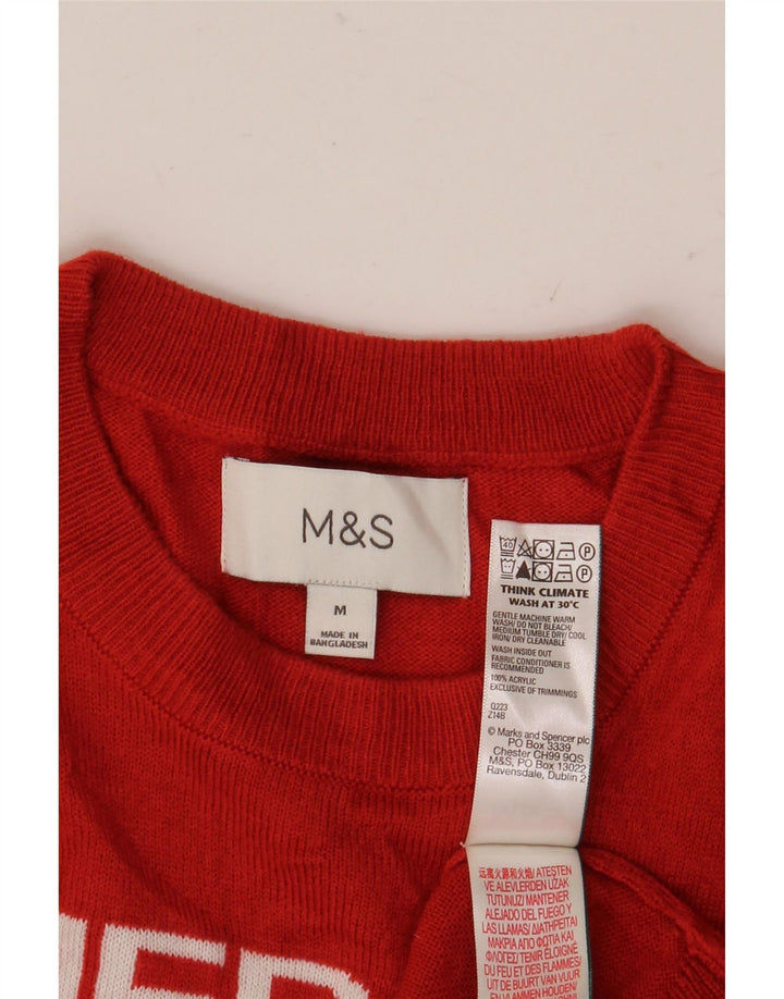 Мужской джемпер с круглым вырезом Marks & Spencer, средний красный рождественский свитер