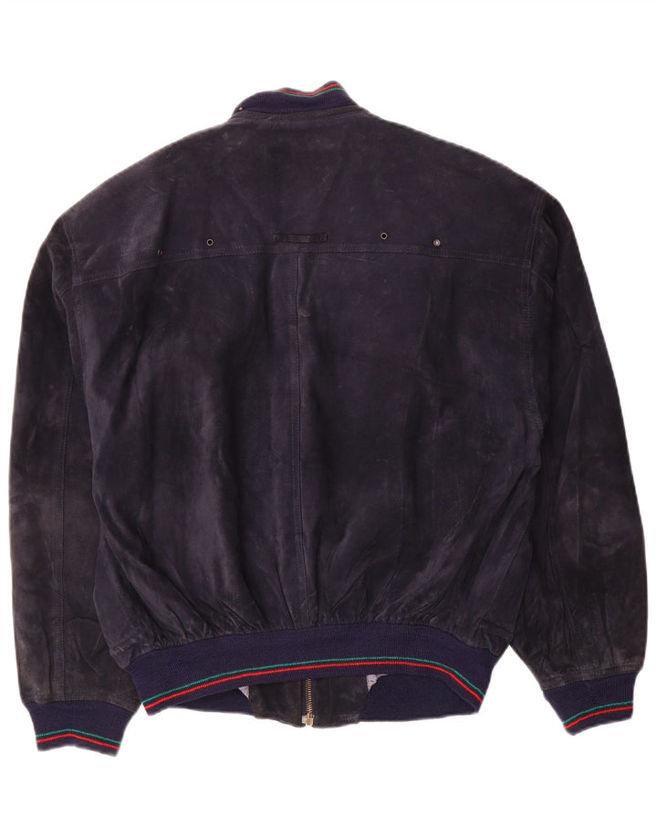 Мужской замшевый бомбер Cinquanta IT 48 Medium Navy Blue Leather