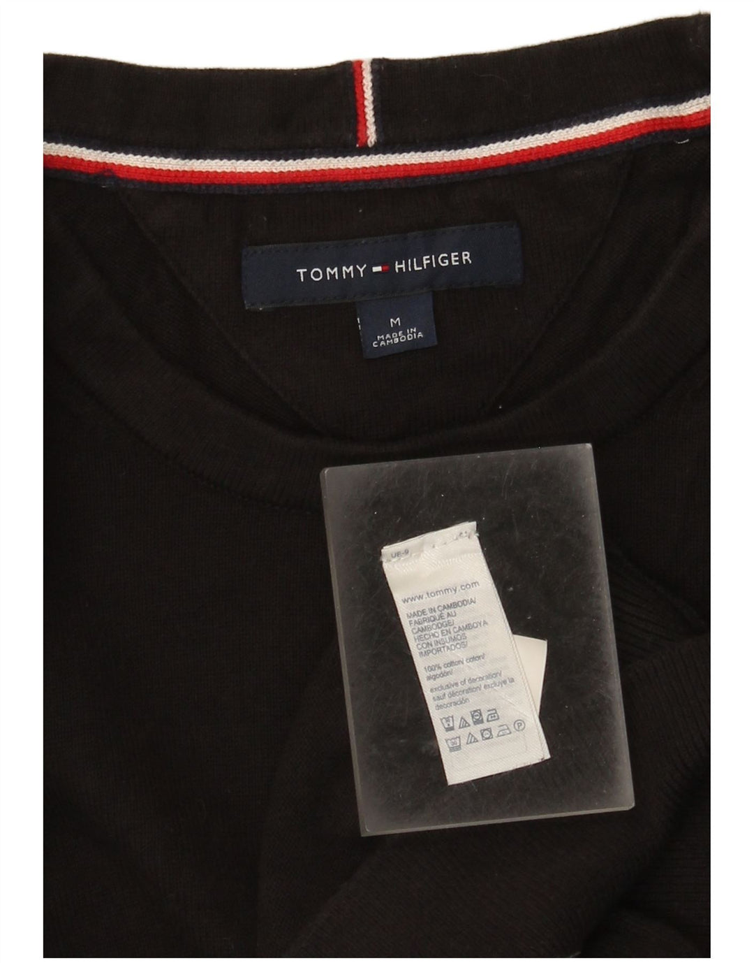 Мужской джемпер с круглым вырезом Tommy Hilfiger, средний черный хлопковый свитер