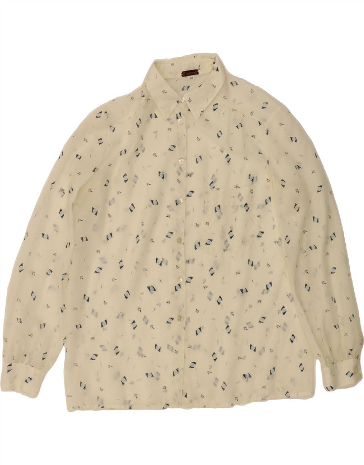 VINTAGE Womens See Through Shirt Blouse IT 48 XL Off White Spotted Vintage Vintage and Second-Hand Vintage from Messina Hembry 
