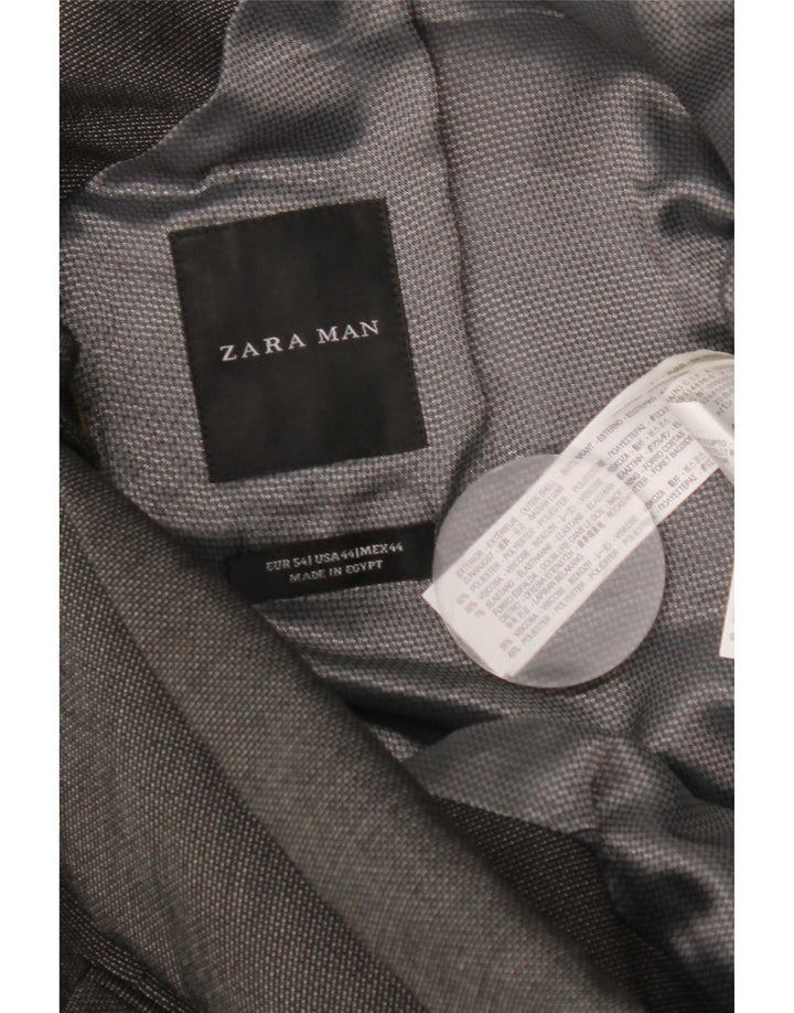 Мужской пиджак Zara на 2 пуговицах, размер 54 XL, серый полиэстер