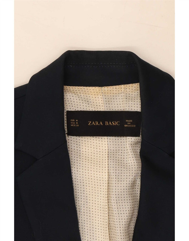 Женский пиджак Zara на 1 пуговице UK 12, средний темно-синий, хлопковый