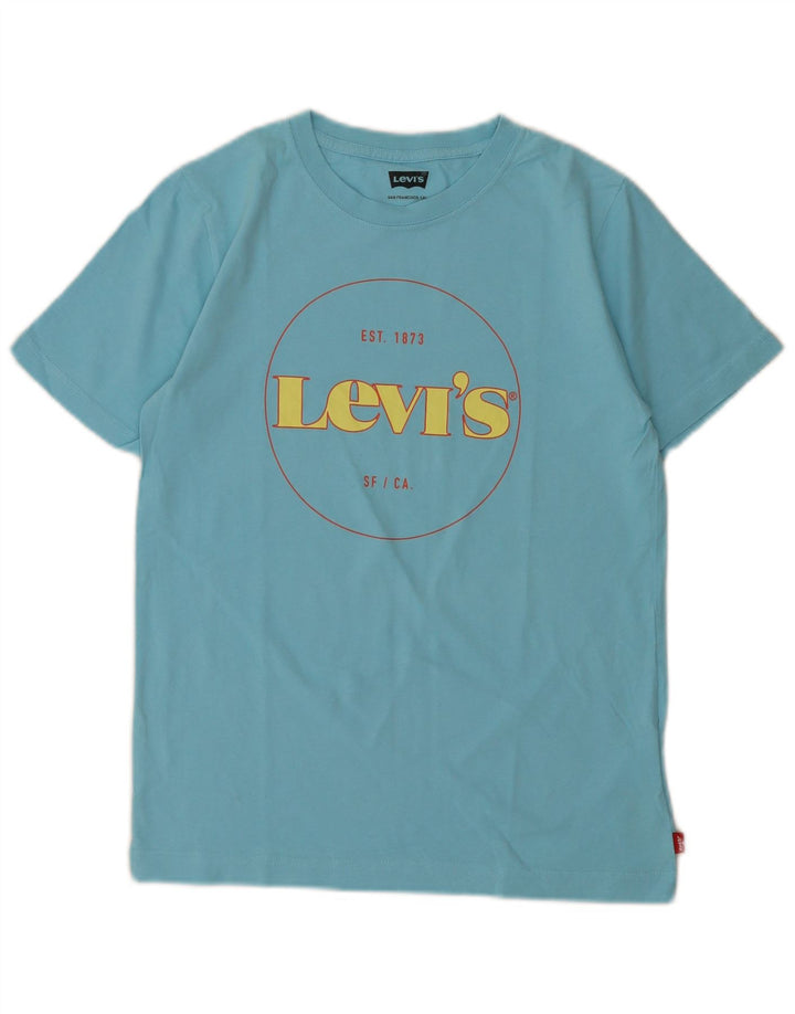 Футболка с рисунком Levi's для мальчиков, топ 13-14 лет, синяя, хлопок