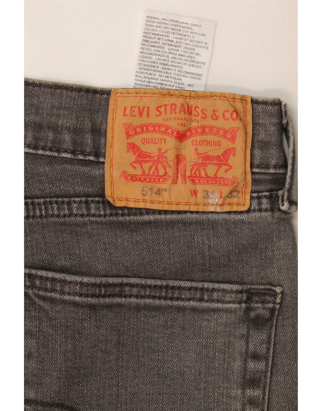 Мужские прямые джинсы LEVI'S 514 W31 L32 Серые, хлопок