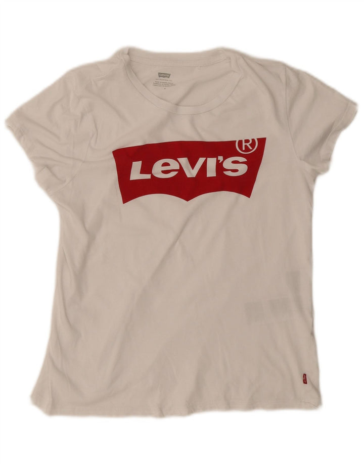 Женская футболка с рисунком Levi's Top UK 12, средний размер, белый хлопок