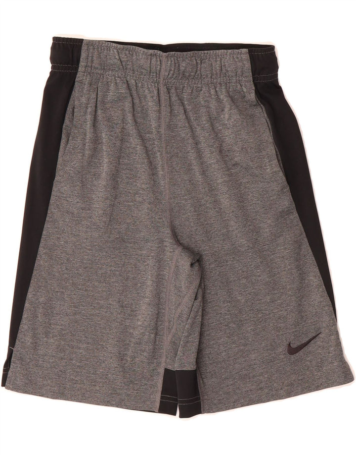 NIKE Boys Dri Fit Sport Shorts 10-11 Years Medium Grey Colourblock Vintage Nike and Second-Hand Nike from Messina Hembry 