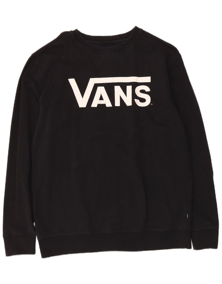 Мужской свитшот с рисунком Vans, большой черный хлопковый джемпер