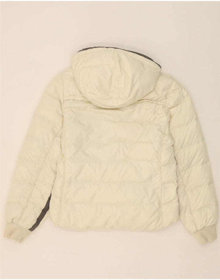 CHAMPION Womens Hooded Padded Jacket UK 10 Small Off White Vintage Champion and Second-Hand Champion from Messina Hembry 