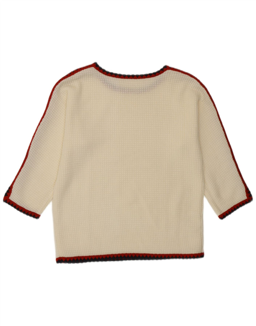 ВИНТАЖНЫЙ женский джемпер с вырезом лодочкой с рукавом 3/4, Великобритания 16, большой белый цвет