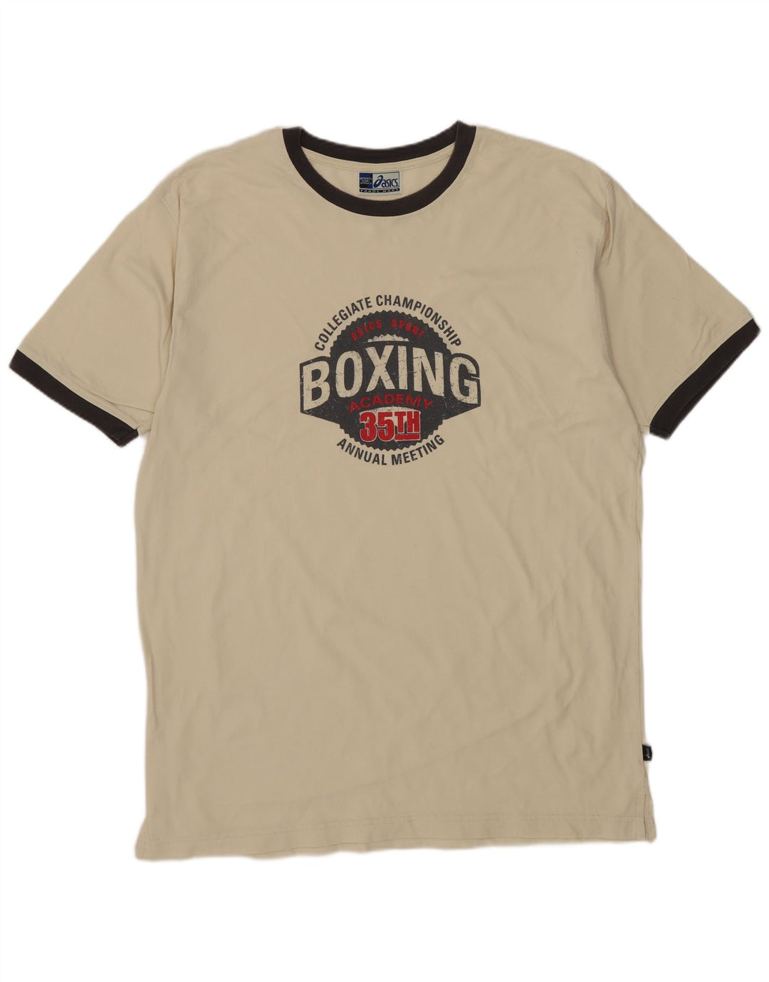 Мужская футболка с рисунком ASICS, большой бежевый хлопок