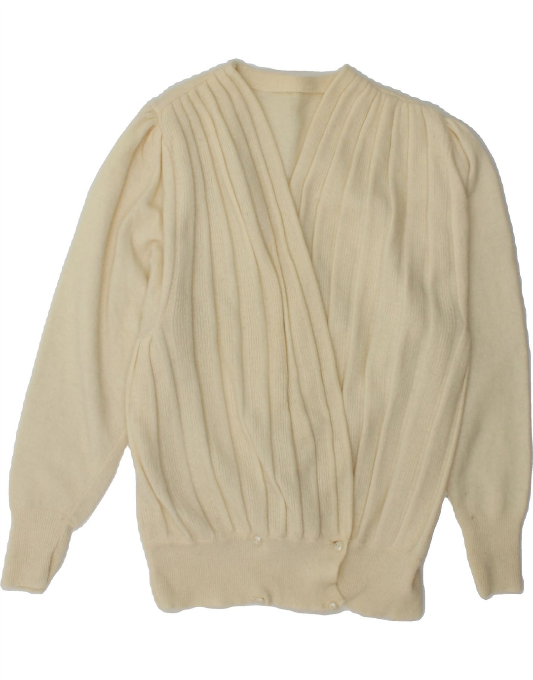 VINTAGE Womens Cardigan Sweater UK 14 Medium Off White Vintage Vintage and Second-Hand Vintage from Messina Hembry 