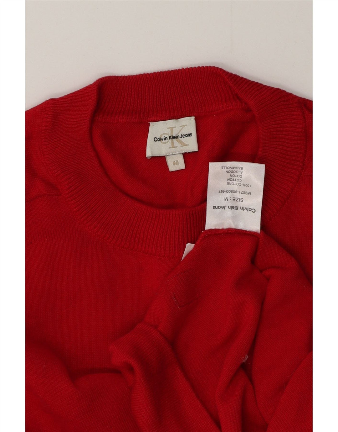 Мужской джемпер с круглым вырезом Calvin Klein Jeans, средний красный хлопковый свитер