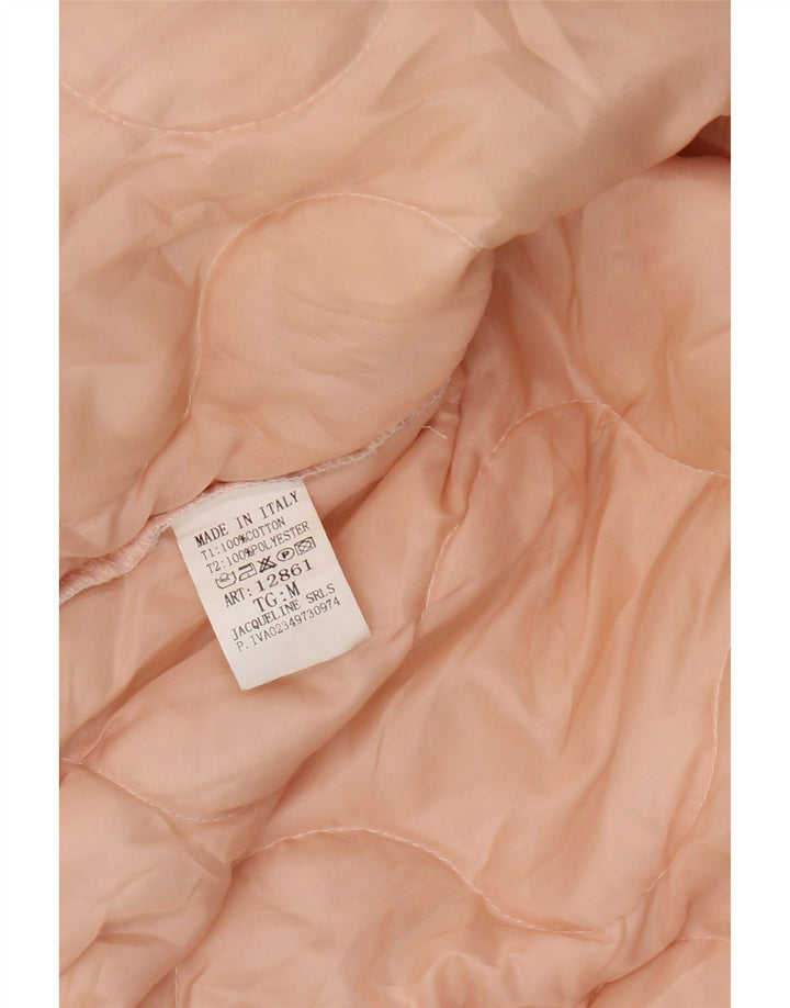 Винтажная женская утепленная куртка-бомбер оверсайз UK 14, средний розовый с узором пейсли