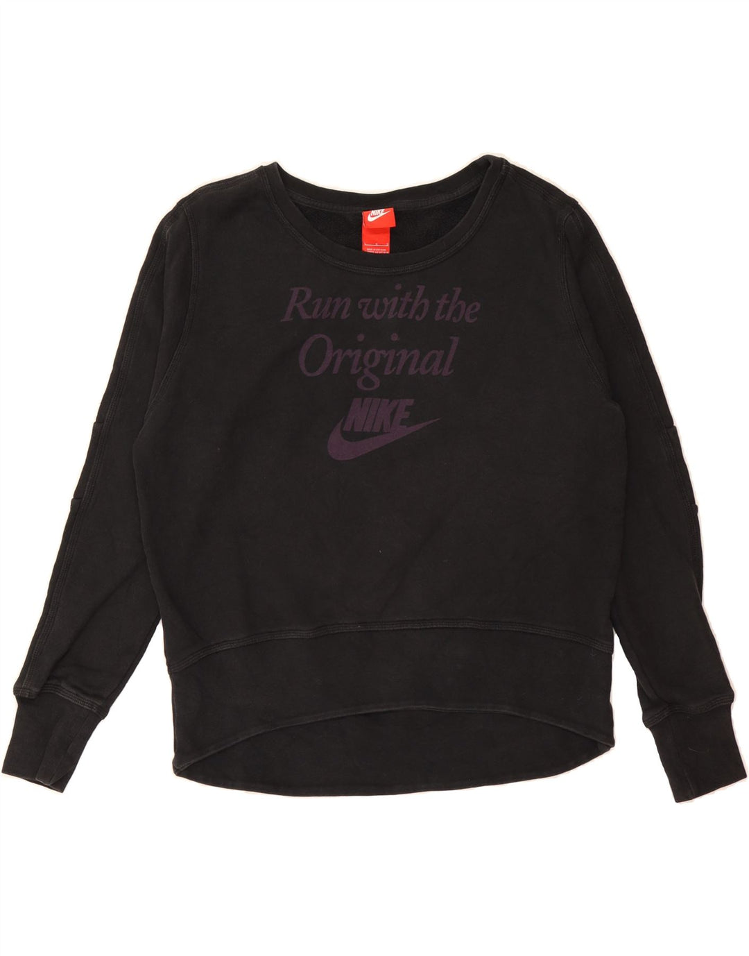NIKE Womens Oversized Graphic Sweatshirt Jumper UK 16 Large Black Cotton Vintage Nike and Second-Hand Nike from Messina Hembry 